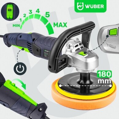 Poliravimo mašinėlė 180mm 2,4kW su priedais WUBER W21003 9