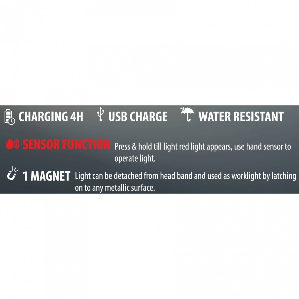 Prožektorius ant galvos COB įkraunamas, su magnetu 1 Prožektorius ant galvos COB įkraunamas, su magnetu 1