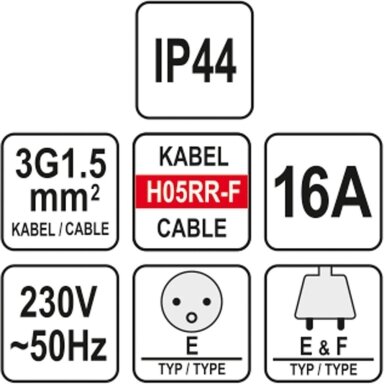Prailginimo kabelis guminis IP44, 3x1,5mm2 20m Prailginimo kabelis guminis IP44, 3x1,5mm2 20m