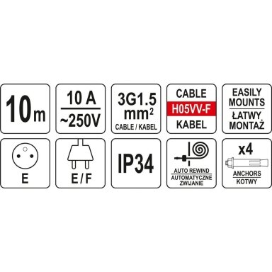Prailginimo kabelis su automatine rite | 10 m + 1 m Prailginimo kabelis su automatine rite | 10 m + 1 m