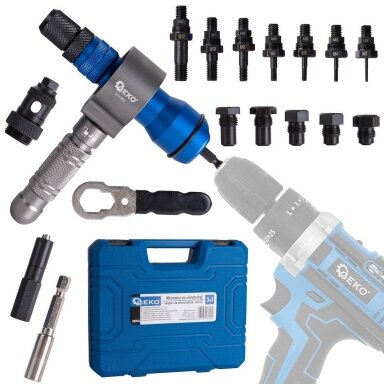 Profesionalus 3in1 kniediklis su rankena | Adapteris kniedėms ir srieginėms kniedėms GEKO G01354 Profesionalus 3in1 kniediklis su rankena | Adapteris kniedėms ir srieginėms kniedėms GEKO G01354