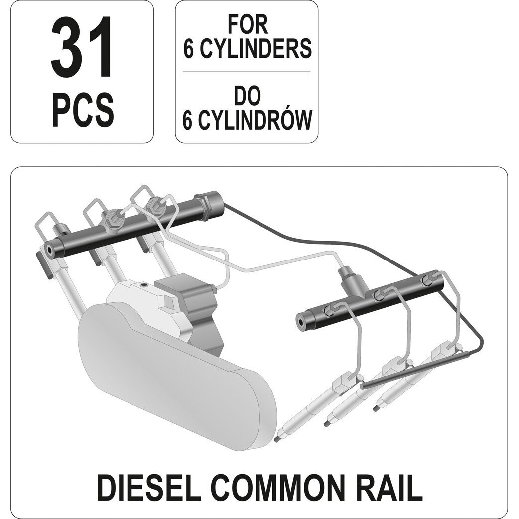 Purkštukų diagnostinis perpylimo rinkinys Common Rail 6 cilindrų varikliams Yato YT-7306 1 Purkštukų diagnostinis perpylimo rinkinys Common Rail 6 cilindrų varikliams Yato YT-7306 1