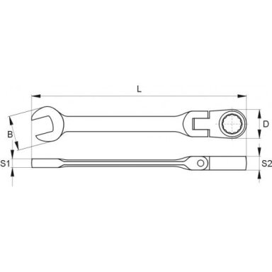 Raktas su terkšle vartoma galvute 19 mm