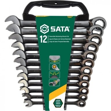 Raktų su reversine terkšle rinkinys 12vnt. (8-19mm) Raktų su reversine terkšle rinkinys 12vnt. (8-19mm)