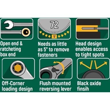 Raktų su reversine terkšle rinkinys 12vnt. (8-19mm) Raktų su reversine terkšle rinkinys 12vnt. (8-19mm)
