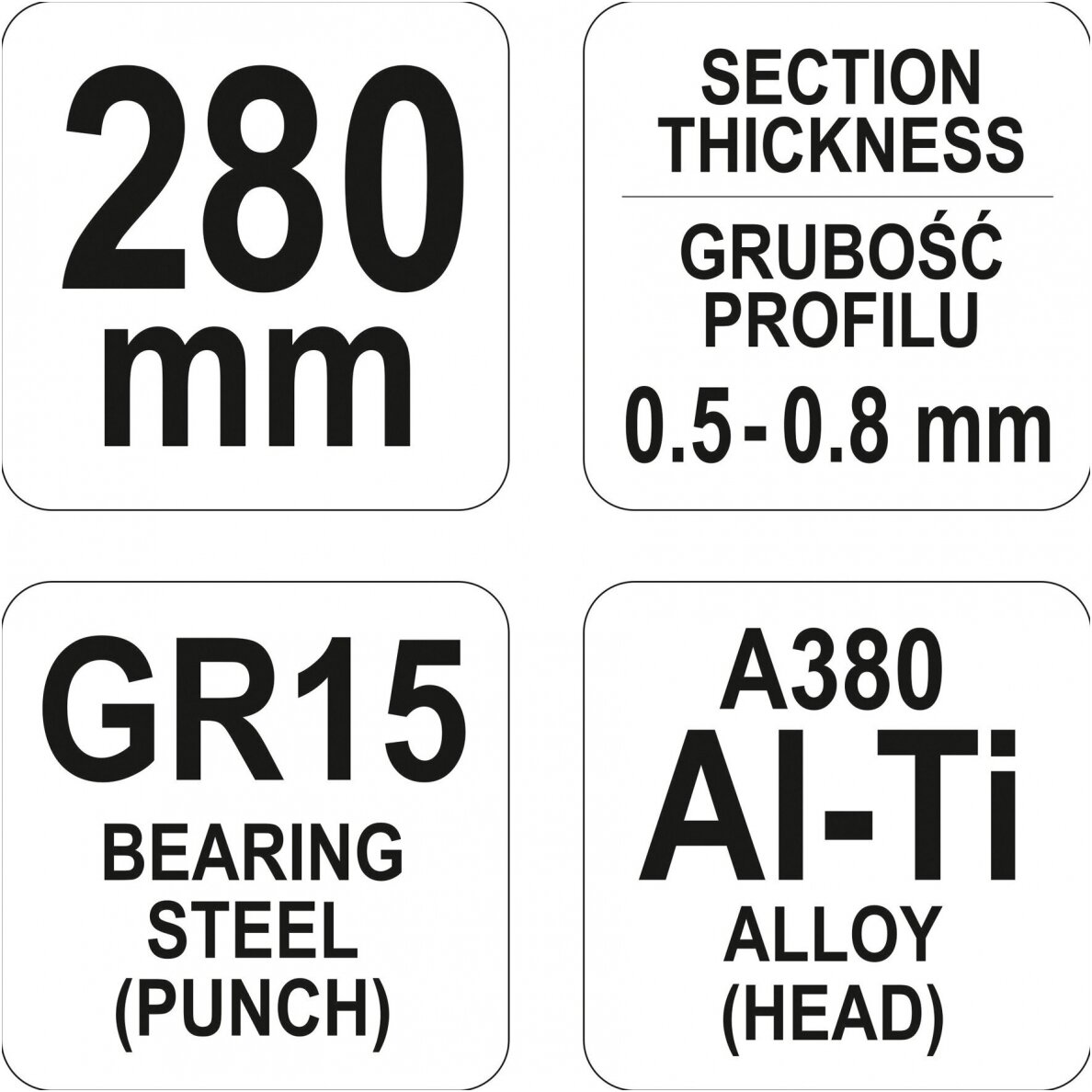 Replės profilių sujungimams / skylėms 280 mm 3 Replės profilių sujungimams / skylėms 280 mm 3