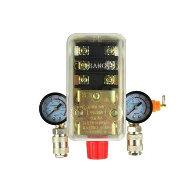 Trifazis reguliatorius oro kompresoriui su slėgio jungikliu ir manometrais 380V GEKO G80324 Trifazis reguliatorius oro kompresoriui su slėgio jungikliu ir manometrais 380V GEKO G80324