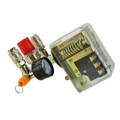 Trifazis reguliatorius oro kompresoriui su slėgio jungikliu ir manometrais 380V GEKO G80324 Trifazis reguliatorius oro kompresoriui su slėgio jungikliu ir manometrais 380V GEKO G80324
