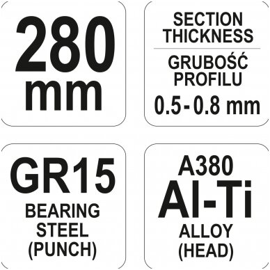 Replės profilių sujungimams / skylėms 280 mm 3 Replės profilių sujungimams / skylėms 280 mm 3