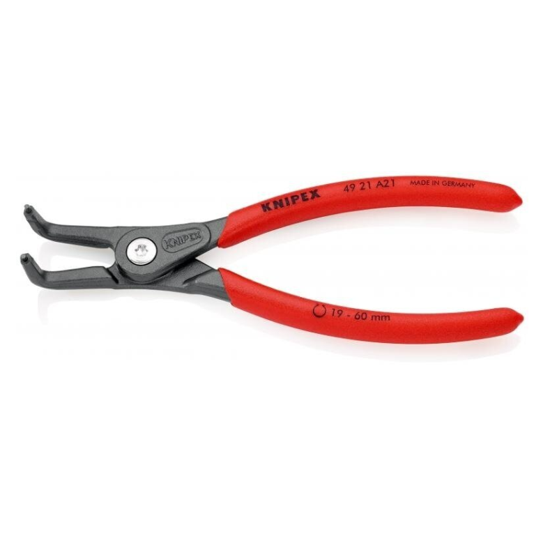 Replės išoriniams žiedams. Lenktos 165mm (Ø19-60mm) KNIPEX