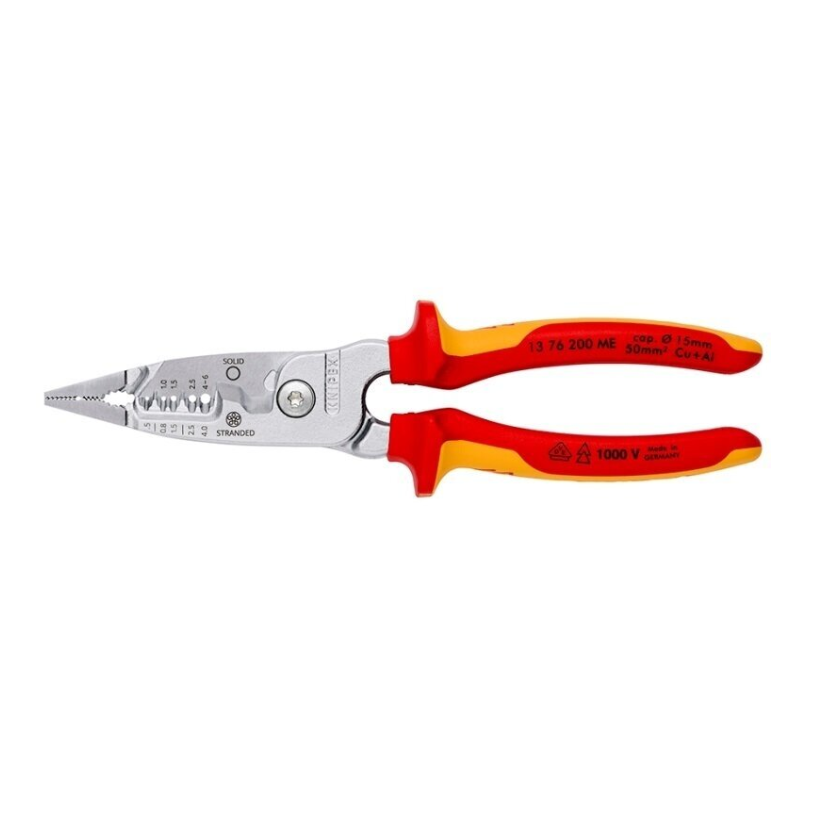Replės elektros instaliacijos darbams daugiafunkcinės VDE 200mm KNIPEX