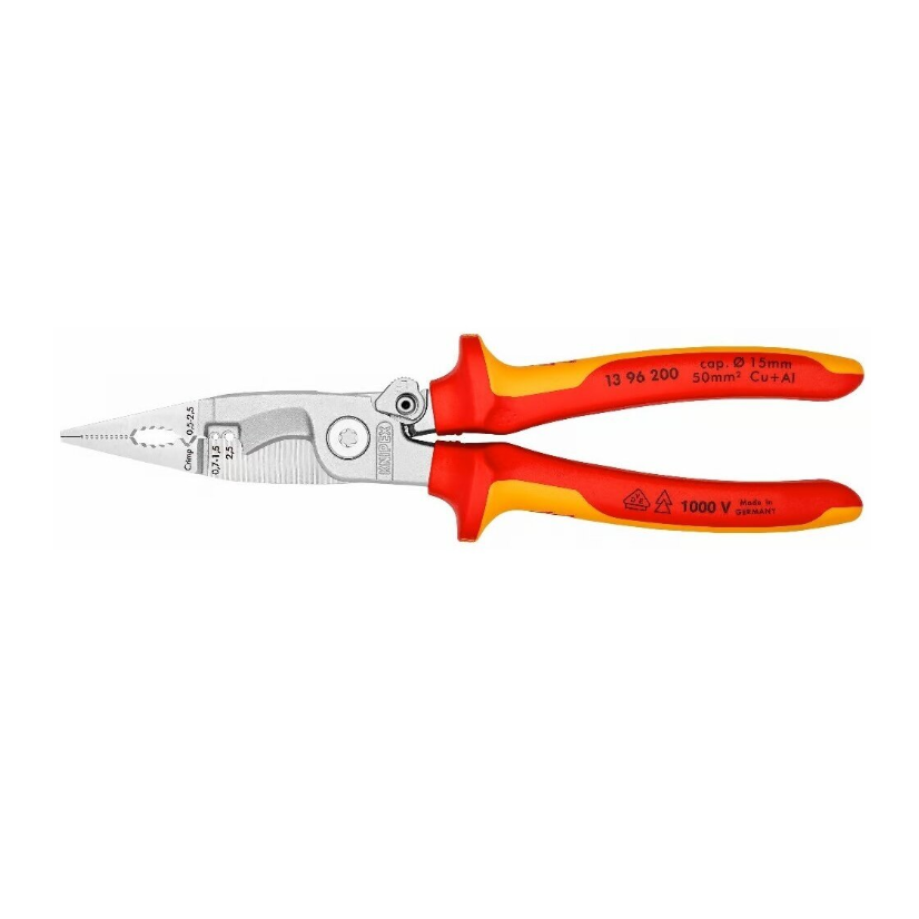 Replės elektros instaliacijos darbams VDE 200mm KNIPEX