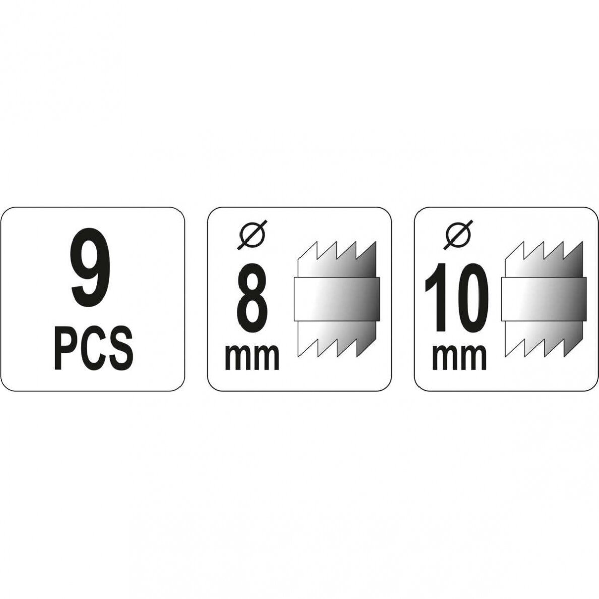 Rinkinys kontaktiniams taškams nugręžti 8mm ir 10mm, 9vnt. YT-28919 5