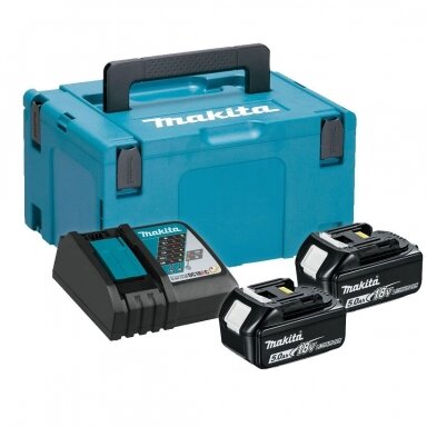 Rinkinys Makita Powerpack Charger + 2x Battery 18 V, 5,0Ah Li-ion