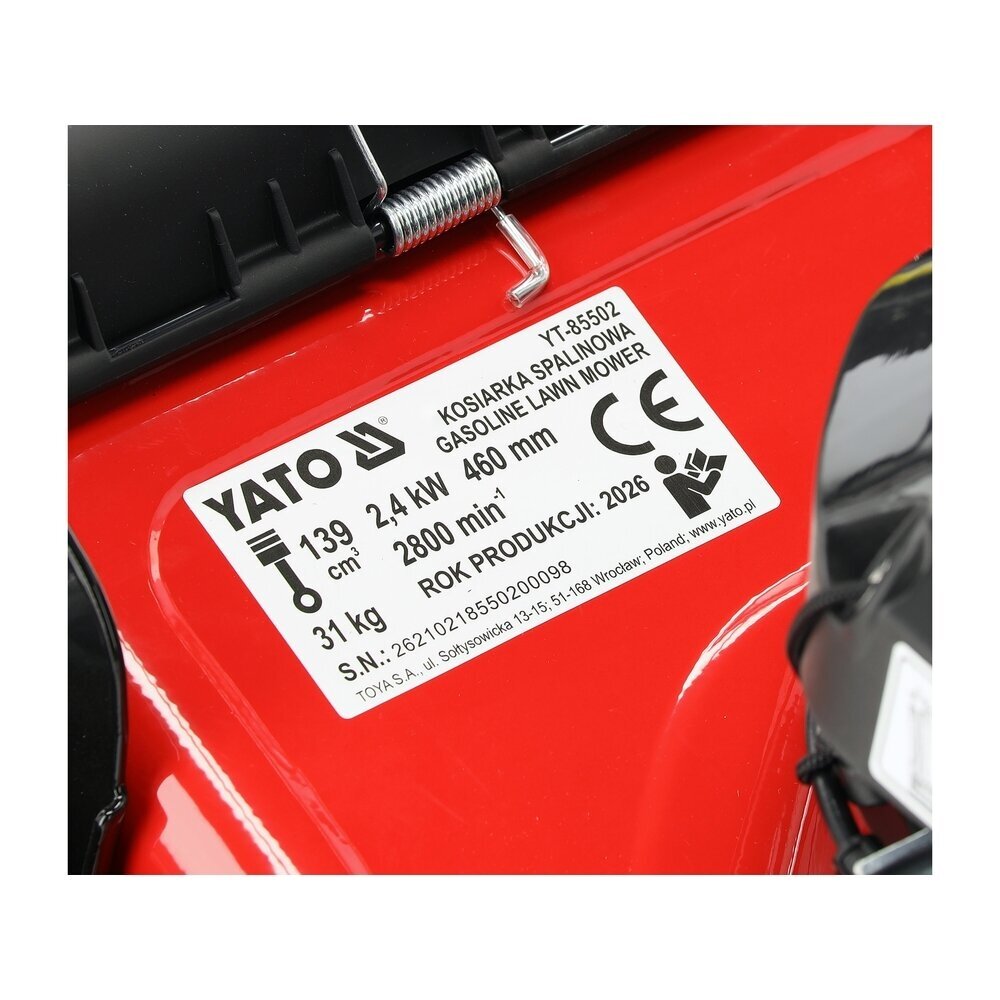 Savaeigė benzininė vejapjovė su 60 l krepšiu | Loncin 2,4 kW | 46 cm YATO 15 Savaeigė benzininė vejapjovė su 60 l krepšiu | Loncin 2,4 kW | 46 cm YATO 15