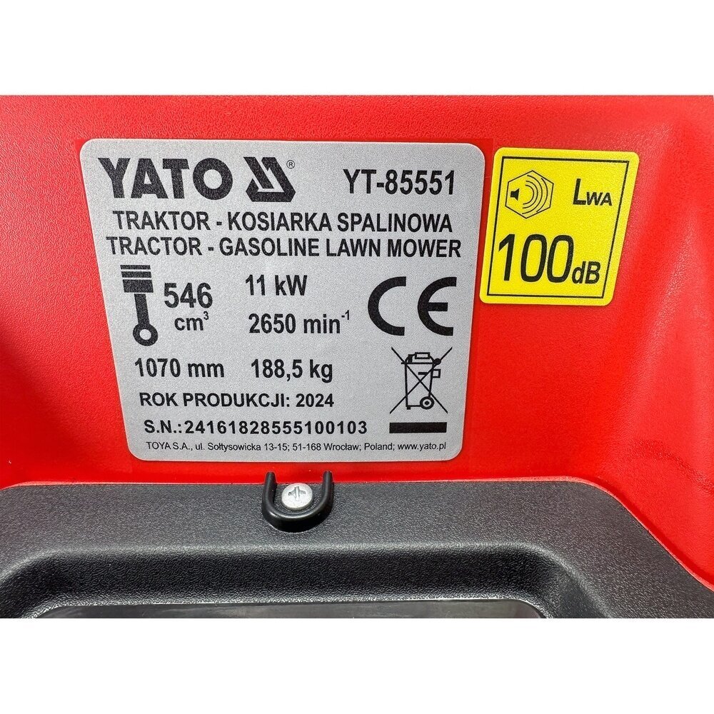 Savaeigis benzininis traktoriukas | kombinuota vejapjovė | 10KW. 107 cm YATO 22