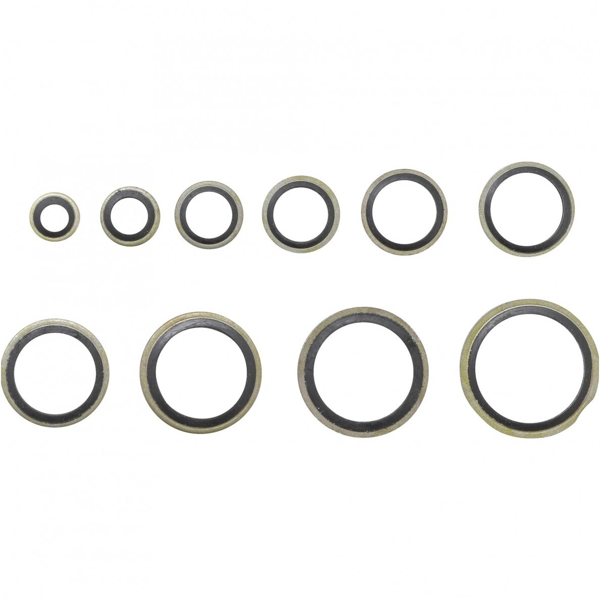 Sandarinimo žiedų rinkinys metalas su guminiu sandarinimo žiedu 150 vnt. 1 Sandarinimo žiedų rinkinys metalas su guminiu sandarinimo žiedu 150 vnt. 1