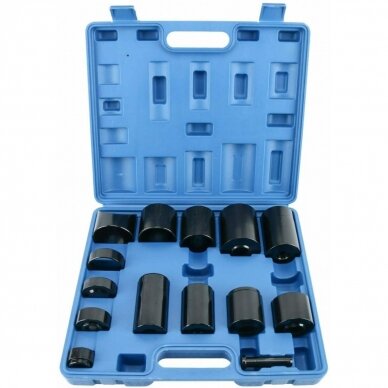 Sailenblokų, įvorių ir guolių presavimo indėklų rinkinys 14vnt. Essen Tools Sailenblokų, įvorių ir guolių presavimo indėklų rinkinys 14vnt. Essen Tools