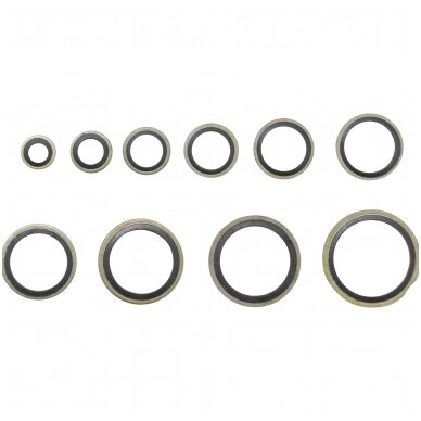 Sandarinimo žiedų rinkinys metalas su guminiu sandarinimo žiedu 150 vnt. 1