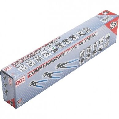 Santechninių replių rinkinys fiksuojamų mygtuku 175/240/300mm 3vnt. BGS-Technic 1 Santechninių replių rinkinys fiksuojamų mygtuku 175/240/300mm 3vnt. BGS-Technic 1