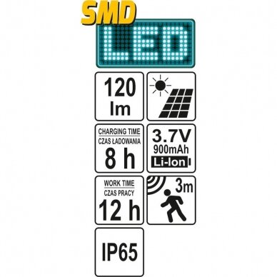 Saulės baterijos šviestuvas su judesio davikliu 6 SMD LED 4 Saulės baterijos šviestuvas su judesio davikliu 6 SMD LED 4