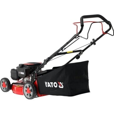 Savaeigė benzininė vejapjovė su 60 l krepšiu | Loncin 2,4 kW | 46 cm YATO 5 Savaeigė benzininė vejapjovė su 60 l krepšiu | Loncin 2,4 kW | 46 cm YATO 5