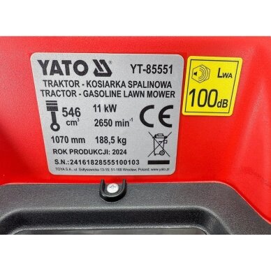 Savaeigis benzininis traktoriukas | kombinuota vejapjovė | 10KW. 107 cm YATO 22 Savaeigis benzininis traktoriukas | kombinuota vejapjovė | 10KW. 107 cm YATO 22