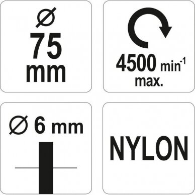 Šepetys plokščias su kotu, Nailonas 75mm YATO 3 Šepetys plokščias su kotu, Nailonas 75mm YATO 3