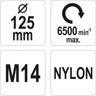 Šepetys puodo tipo Nailonas M14 125mm YT-47787 YATO 3 Šepetys puodo tipo Nailonas M14 125mm YT-47787 YATO 3