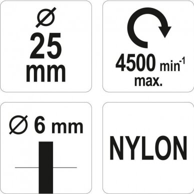 Šepetys teptuko tipo su kotu, Nailonas, 25mm YATO 3 Šepetys teptuko tipo su kotu, Nailonas, 25mm YATO 3