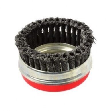 Šepetys vielinis puodo tipo, susuktas, su žiedu M14 Ø125mm 1 Šepetys vielinis puodo tipo, susuktas, su žiedu M14 Ø125mm 1