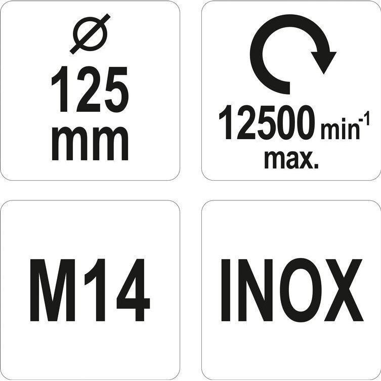 Šepetys vielinis lėkštės tipo, nerūdijantis plienas INOX 125mm, M14 YATO 3 Šepetys vielinis lėkštės tipo, nerūdijantis plienas INOX 125mm, M14 YATO 3
