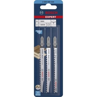 Siaurapjūklio pjūklelių rinkinys BOSCH Expert Wood 2-side clean, 3vnt.