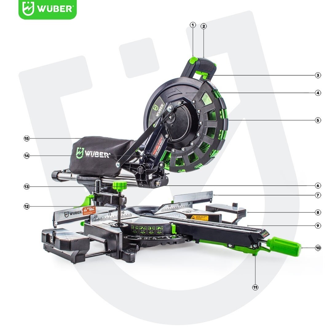 Skersinio pjovimo staklės su lazeriu ir slankikliu 255mm 2000W WUBER 6