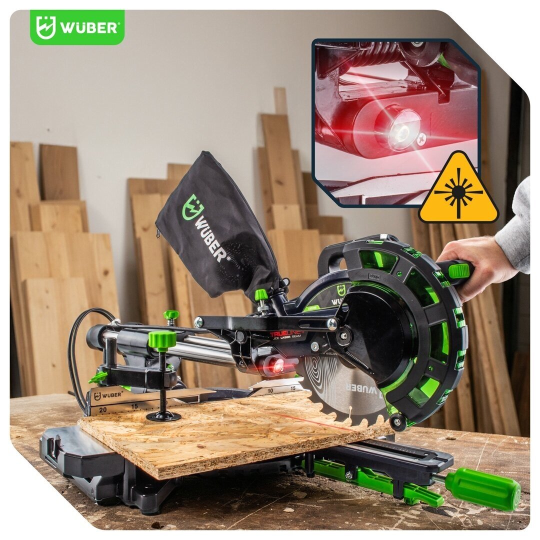 Skersinio pjovimo staklės su lazeriu ir slankikliu 255mm 2000W WUBER 11