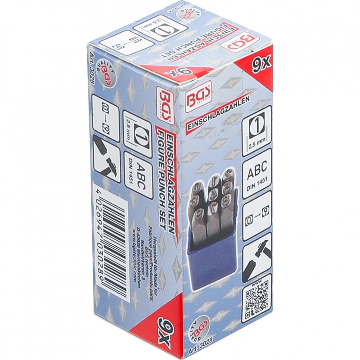 Skaičių išmušėjai 2,5mm BGS 3028 4 Skaičių išmušėjai 2,5mm BGS 3028 4
