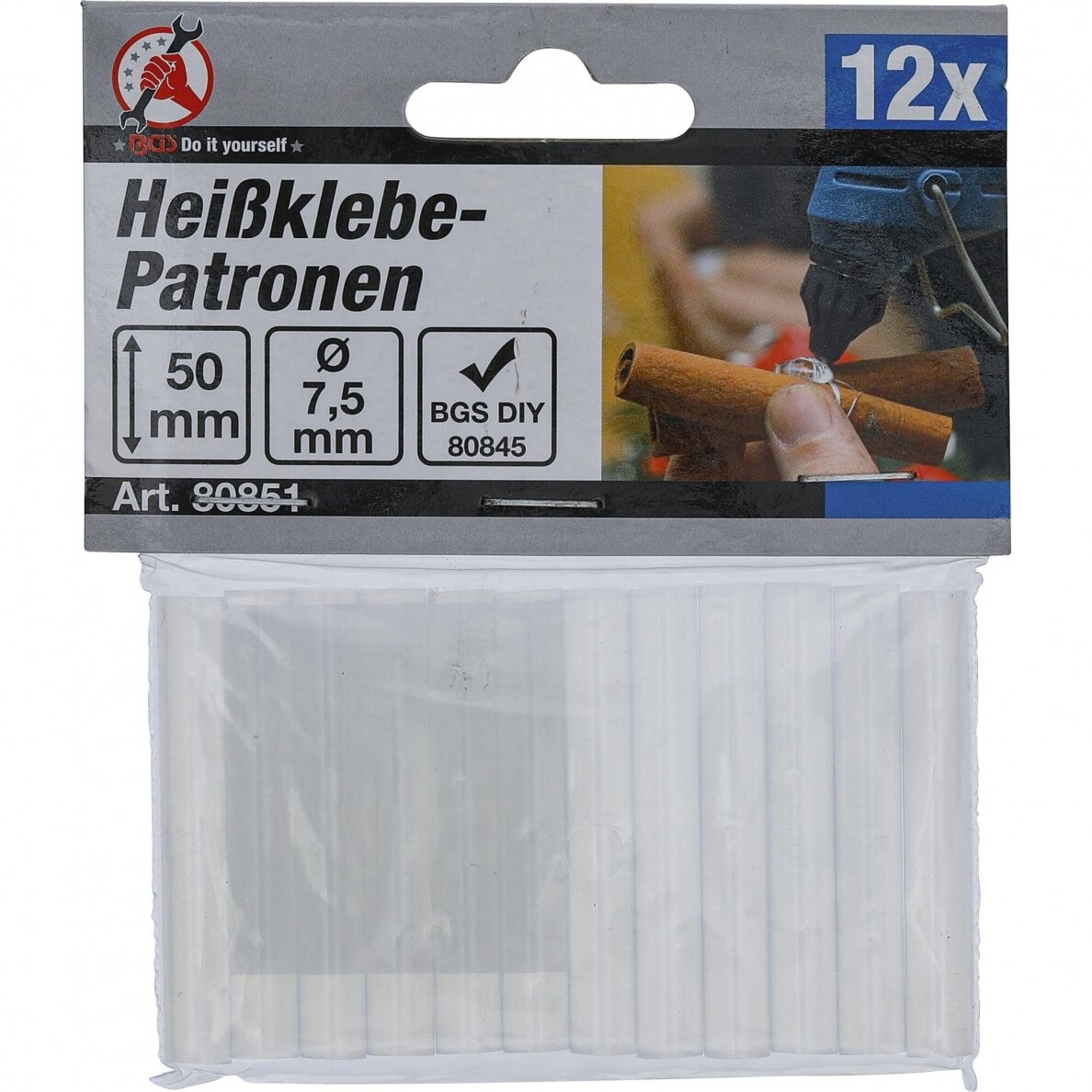 Skaidrios klijų lazdelės Ø7.5mm x 50mm, 12 vnt. Kraftman 80851 2 Skaidrios klijų lazdelės Ø7.5mm x 50mm, 12 vnt. Kraftman 80851 2