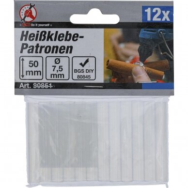 Skaidrios klijų lazdelės Ø7.5mm x 50mm, 12 vnt. Kraftman 80851 2 Skaidrios klijų lazdelės Ø7.5mm x 50mm, 12 vnt. Kraftman 80851 2