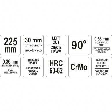Skardos žirklės kampinės 90° kairinės 225mm YATO YT-1913 2 Skardos žirklės kampinės 90° kairinės 225mm YATO YT-1913 2