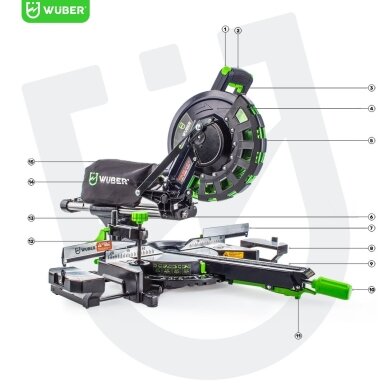 Skersinio pjovimo staklės su lazeriu ir slankikliu 255mm 2000W WUBER 6