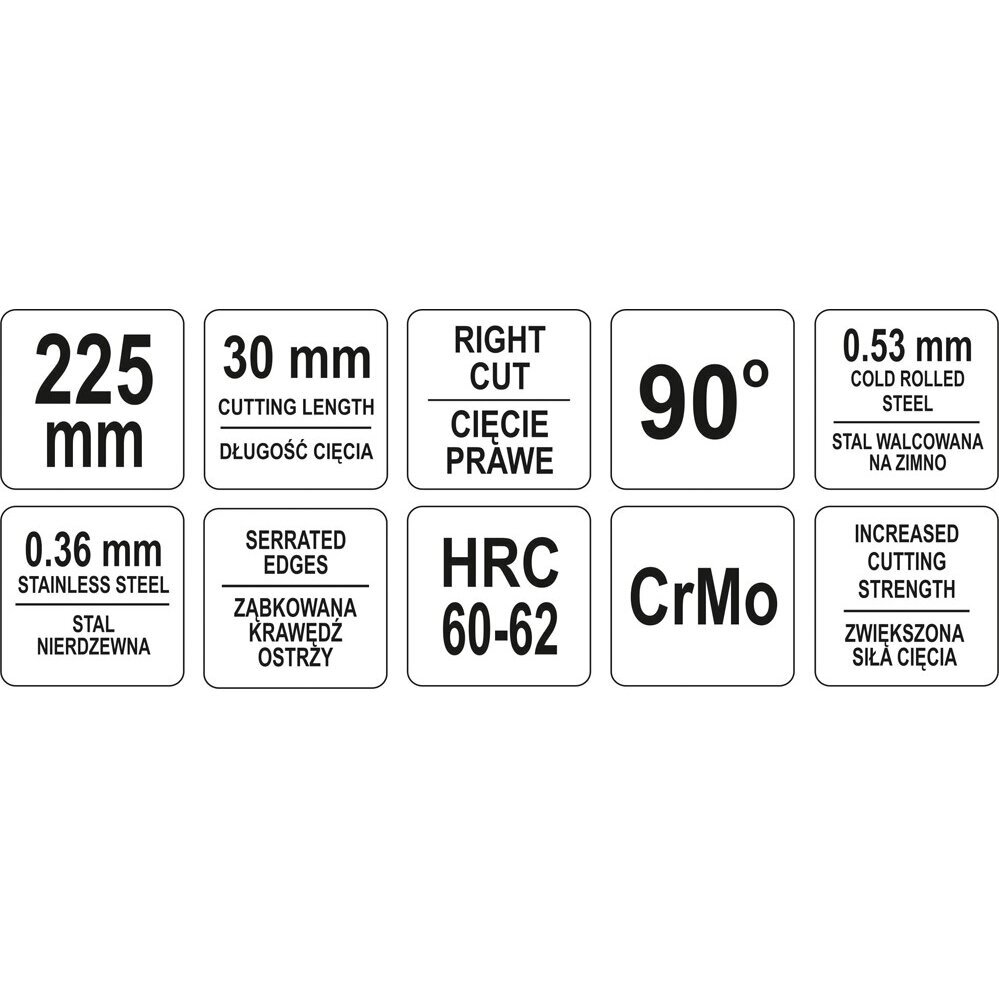 Skardos žirklės kampinės 90° dešininės 225mm YATO YT-1914 2 Skardos žirklės kampinės 90° dešininės 225mm YATO YT-1914 2