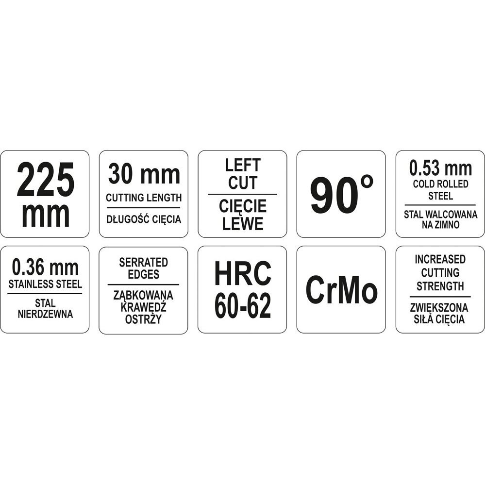 Skardos žirklės kampinės 90° kairinės 225mm YATO YT-1913 2 Skardos žirklės kampinės 90° kairinės 225mm YATO YT-1913 2