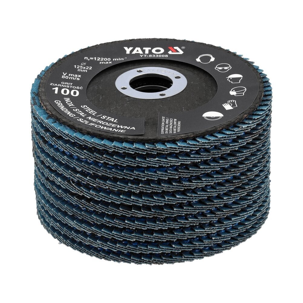 Šlifavimo diskas lapelinis | ZIRCONIUM | P100 | 125X22mm | 10 vnt YATO Šlifavimo diskas lapelinis | ZIRCONIUM | P100 | 125X22mm | 10 vnt YATO
