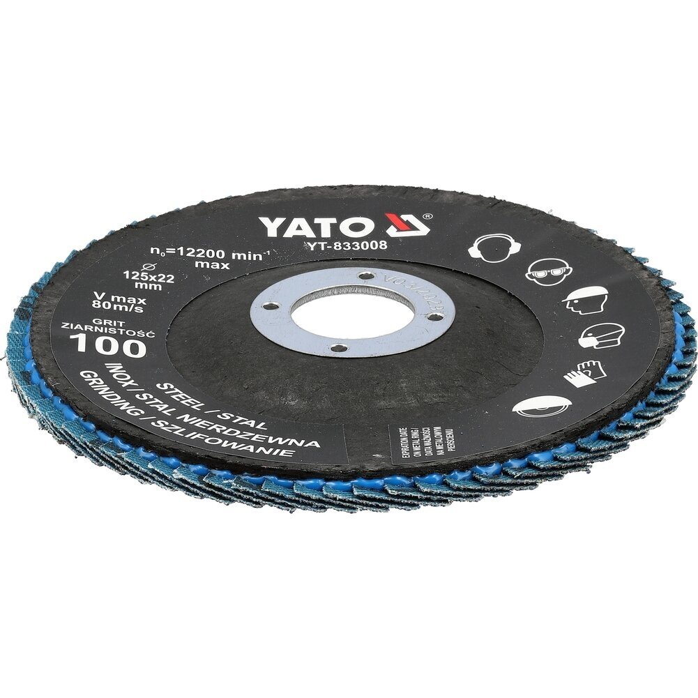 Šlifavimo diskas lapelinis | ZIRCONIUM | P100 | 125X22mm | 10 vnt YATO 1