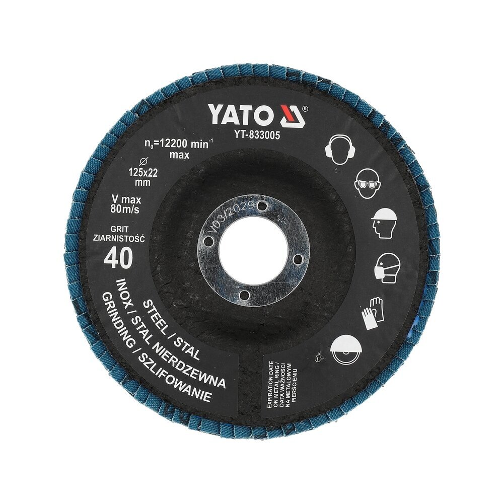 Šlifavimo diskas lapelinis | ZIRCONIUM | P40 | 125X22mm | 10 vnt YATO 1
