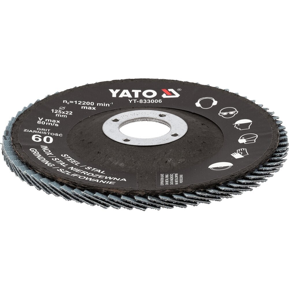 Šlifavimo diskas lapelinis | ZIRCONIUM | P60 | 125X22mm | 10 vnt YATO 3