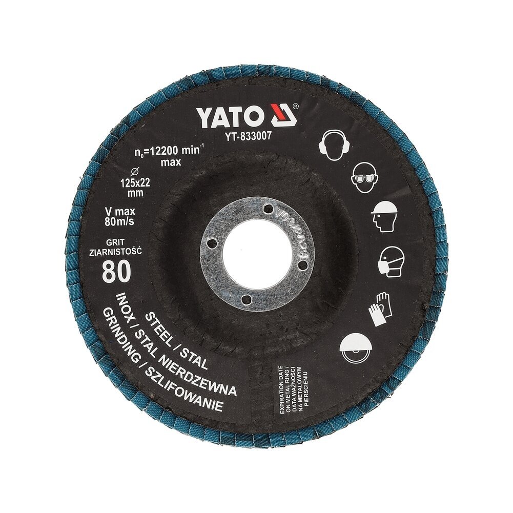 Šlifavimo diskas lapelinis | ZIRCONIUM | P80 | 125X22mm | 10 vnt YATO 2 Šlifavimo diskas lapelinis | ZIRCONIUM | P80 | 125X22mm | 10 vnt YATO 2