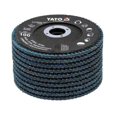 Šlifavimo diskas lapelinis | ZIRCONIUM | P100 | 125X22mm | 10 vnt YATO Šlifavimo diskas lapelinis | ZIRCONIUM | P100 | 125X22mm | 10 vnt YATO