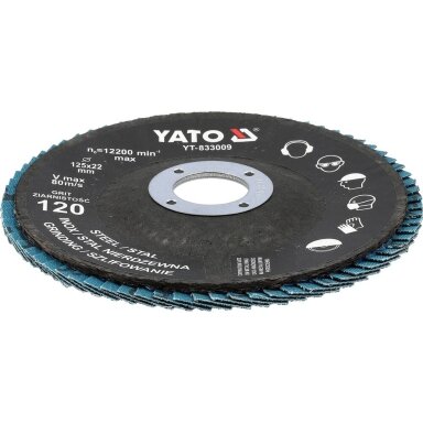 Šlifavimo diskas lapelinis | ZIRCONIUM | P120 | 125X22mm | 10 vnt YATO Šlifavimo diskas lapelinis | ZIRCONIUM | P120 | 125X22mm | 10 vnt YATO