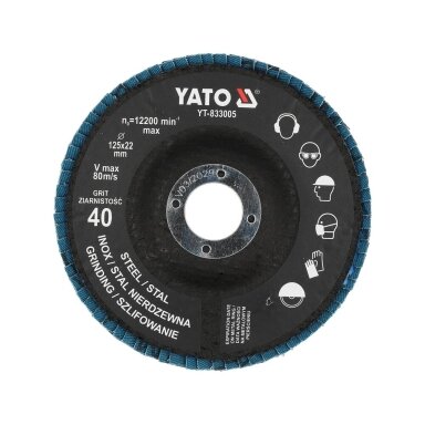 Šlifavimo diskas lapelinis | ZIRCONIUM | P40 | 125X22mm | 10 vnt YATO